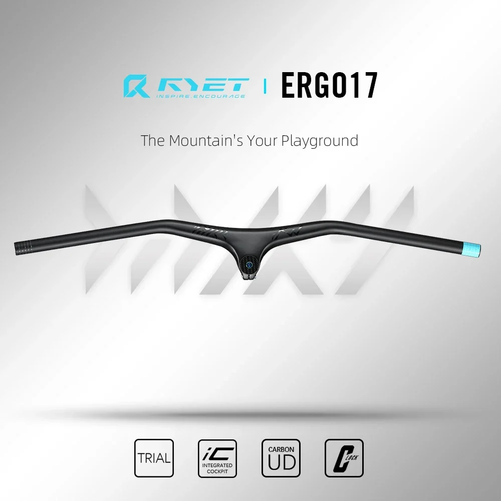 RYET XC Mtb Handlebars And Stem 28.6mm-10Degree Carbon Integrated Handlebar Mountain Bike Handle bar 800mm Bicycle accessories