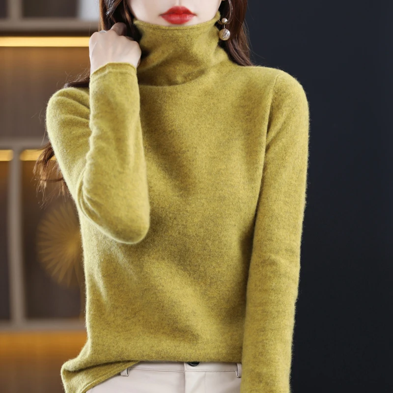 New 100% Merino Wool Turtleneck Cashmere Sweater In Autumn And Winter Women\'s Casual Knitted Coat Women\'s Coat Korean Fashion