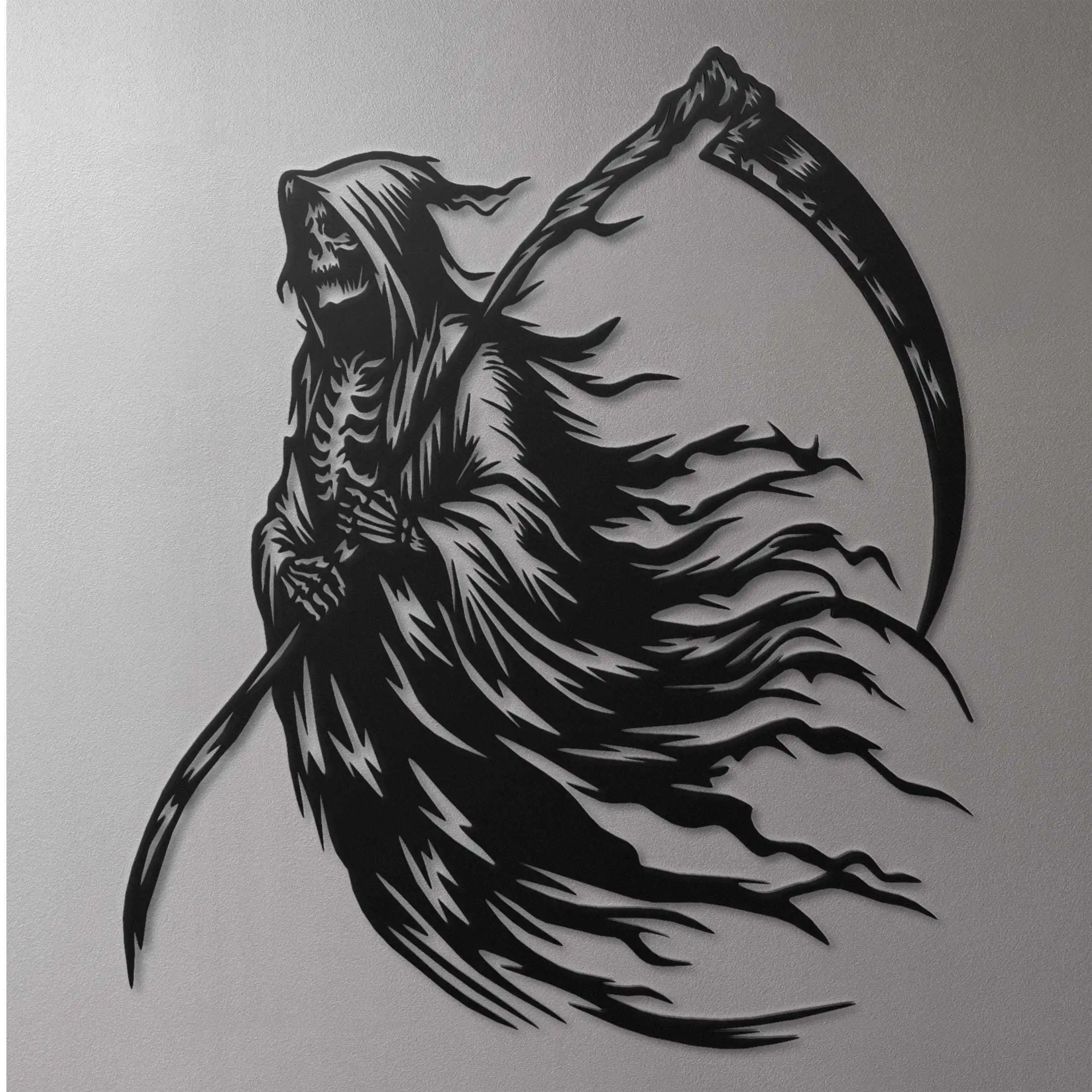 Minimalist Gothic Reaper Wall Sculpture, Stylish Decor for Living Room & Office