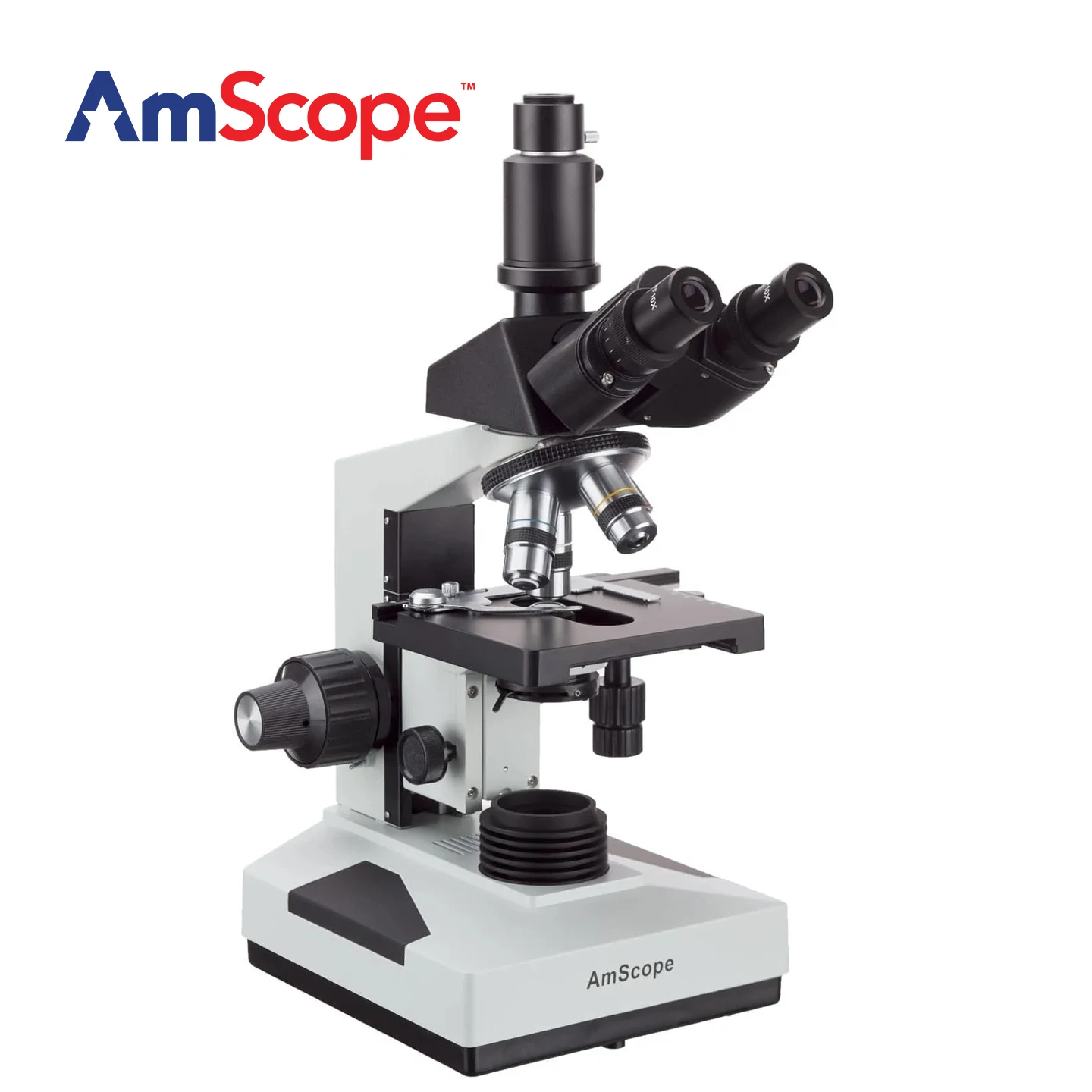 AmScope T490-TP Digital Enabled Trinocular Biological Microscope with 20W Incandescent Light Source