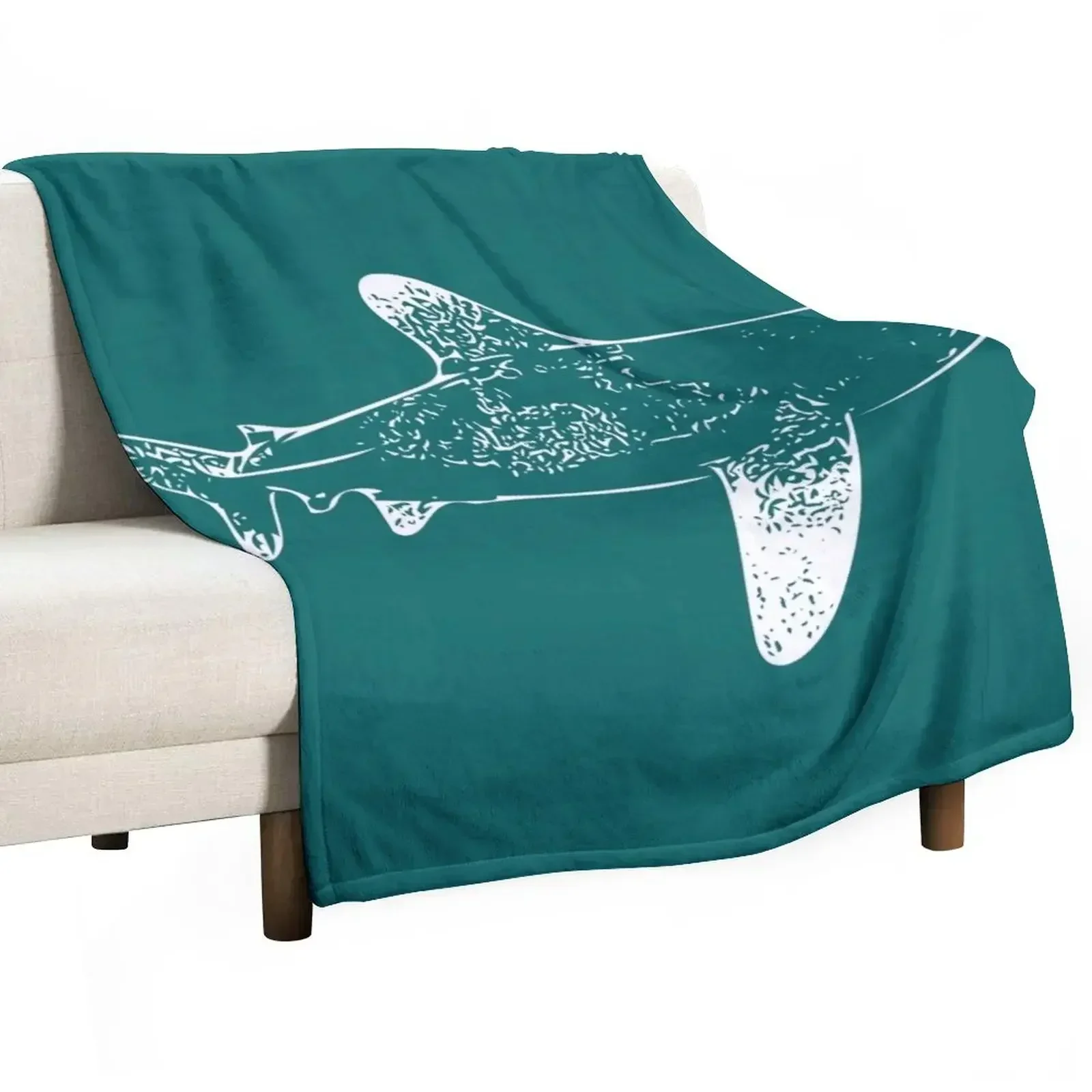 

New Oceanic Whitetip Shark White Print Throw Blanket Weighted blankets ands Plaid Blankets