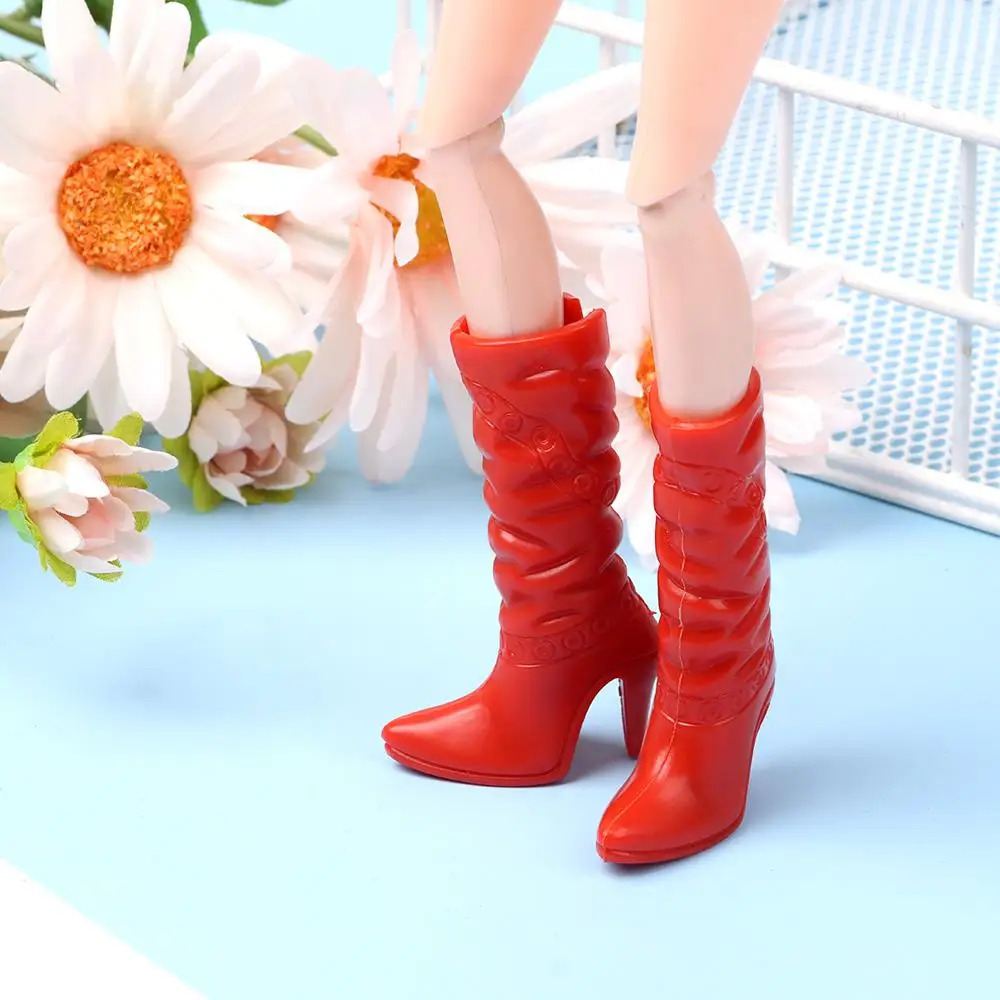 1 Pair Doll Shoes Multi Colors Plastic Shoes Long Knees Boots for 1/6 Dolls for 30cm Dolls Female Colorful Shoes Dolls Accessory