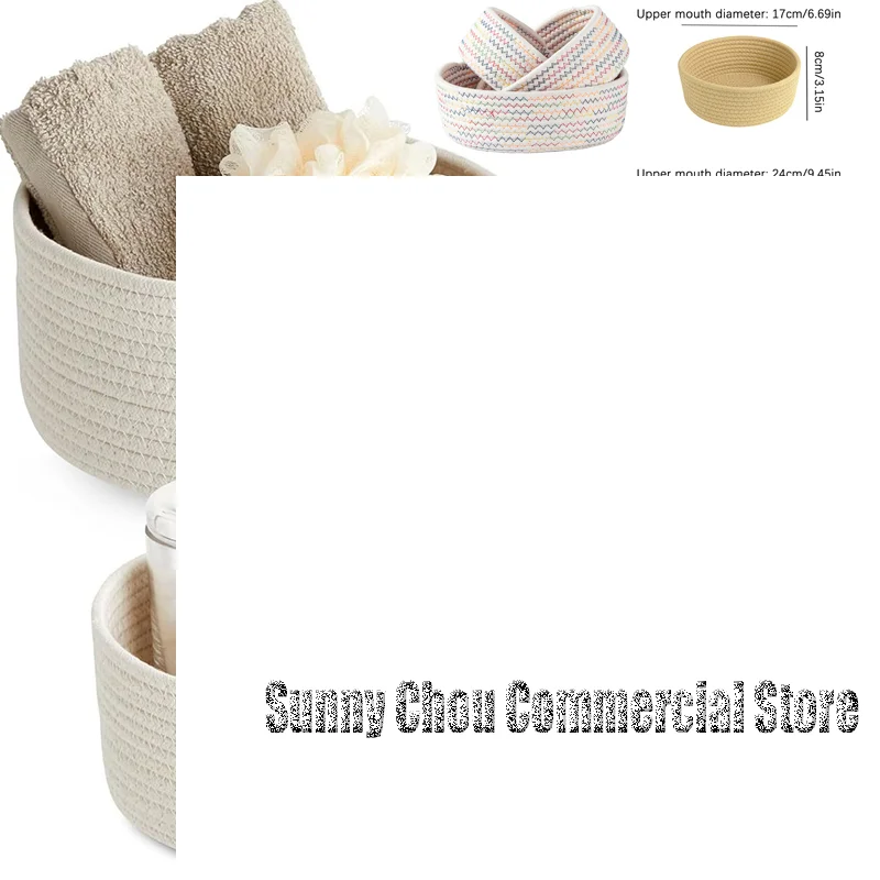 

1pc Handmade Woven Cotton Rope Woven Storage Box Basket Desktop Organizer Sundries Toys Comestics Keys Snacks Sundries Organizer