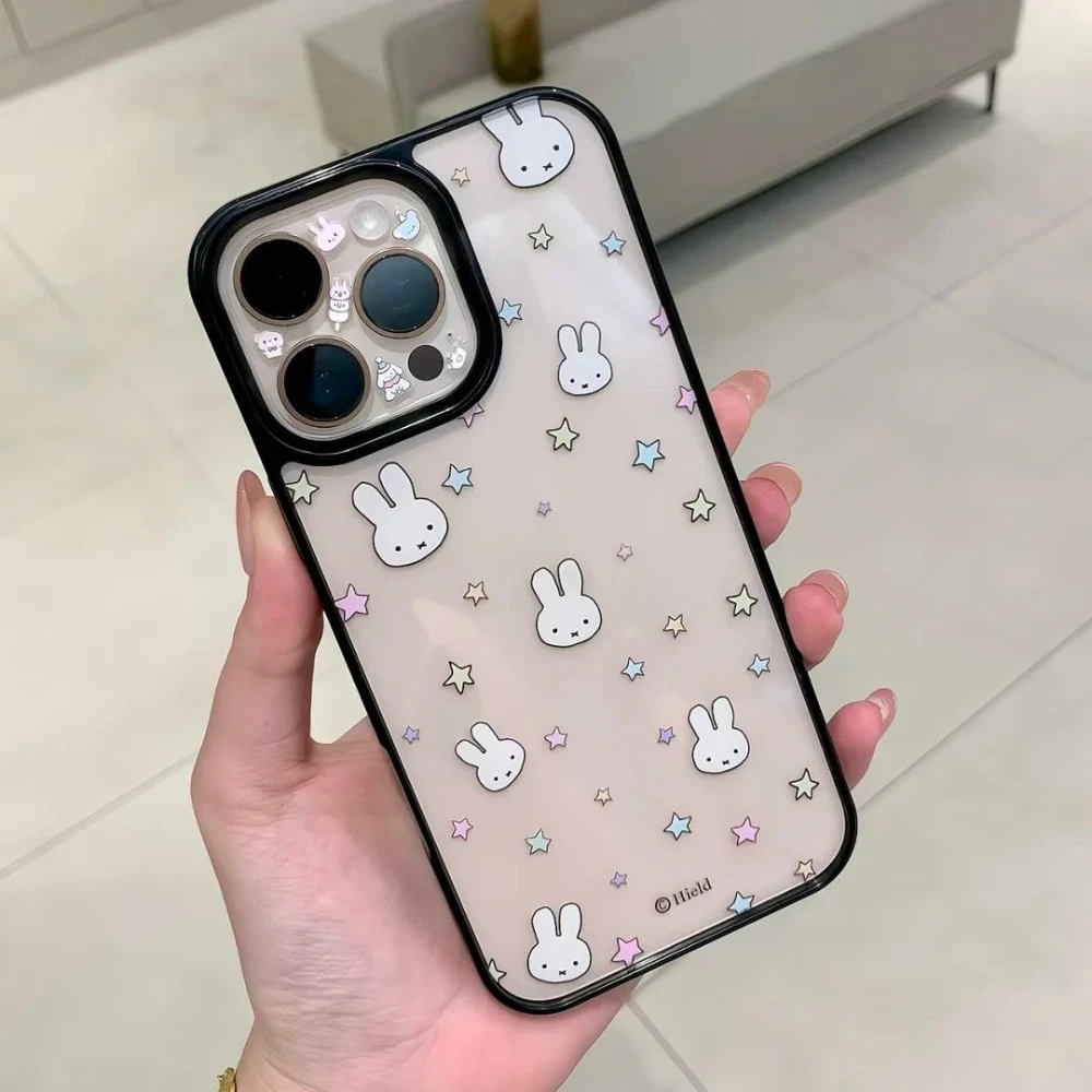 

Kawaii Miffy Rabbit Phone Case Little Star Is Suitable for 16Promax/15Pro/14Plus 13/12/11 Phone Cases Girl Gift