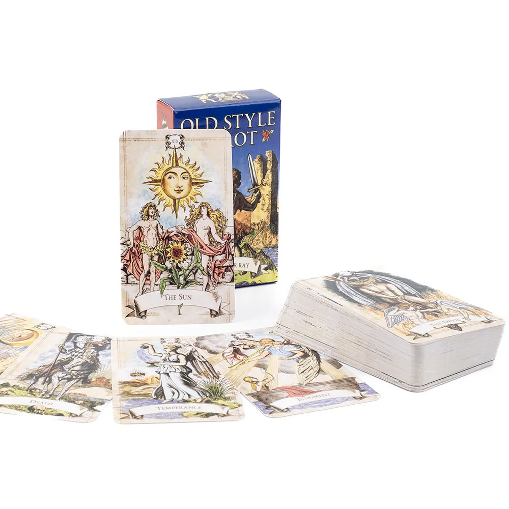 Alter Stil Tarot 79-Karten-Deck Orakel Englisch Schicksal Wahrsagerei Deck Familie sammeln Schach karten Brettspiel 10.3*6cm