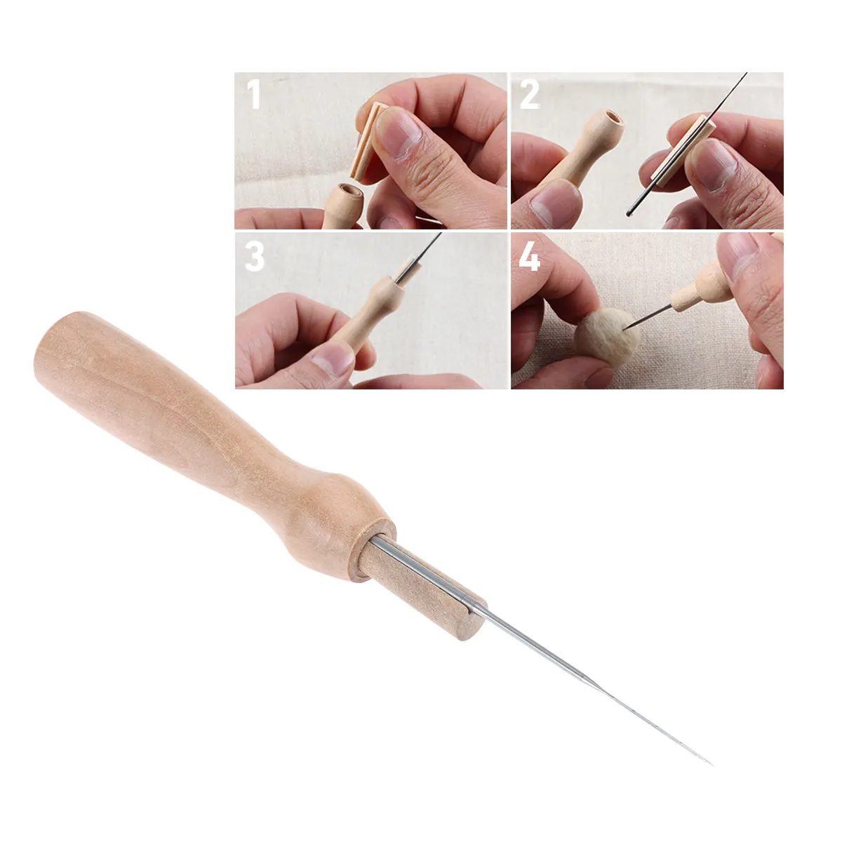 60Pcs Needle Felting Supplies Set 3 Sizes Needles Wooden Grip Handles Clear Storage Bottles Wool Felt Craft Kit