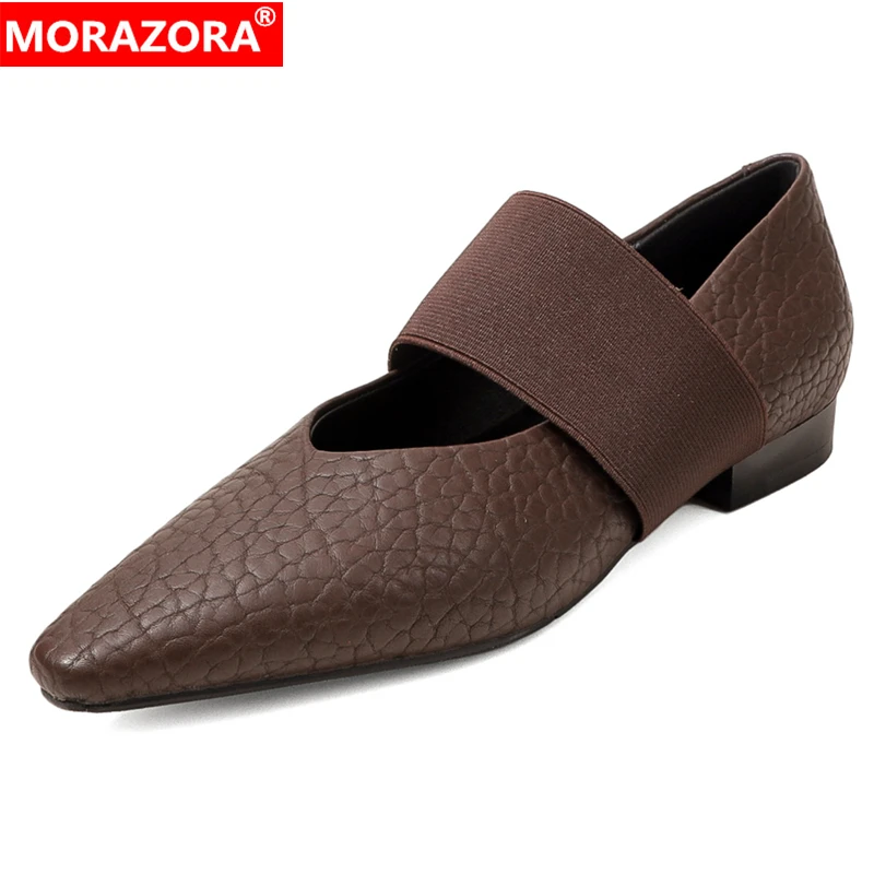 

MORAZORA 2026 New Genuine Leather Shoes Women Pumps Low Heels Mary Janes Handmade Spring Summer Office Dress Shoes