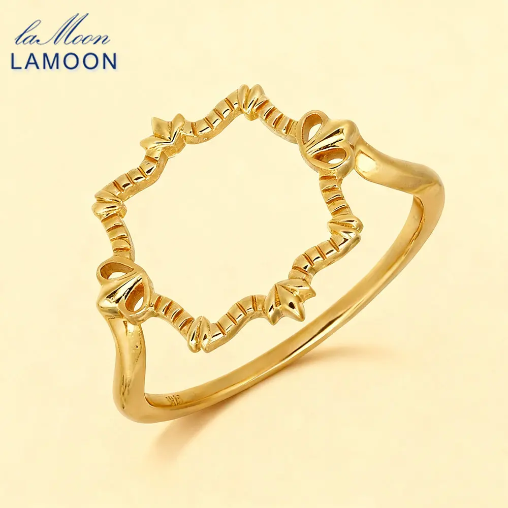

LAMOON INS Fashion Geometry Ring For Women Simple Elegant Court Style 925 Sterling Silver Gold Plated Party Fine Jewelry Gift
