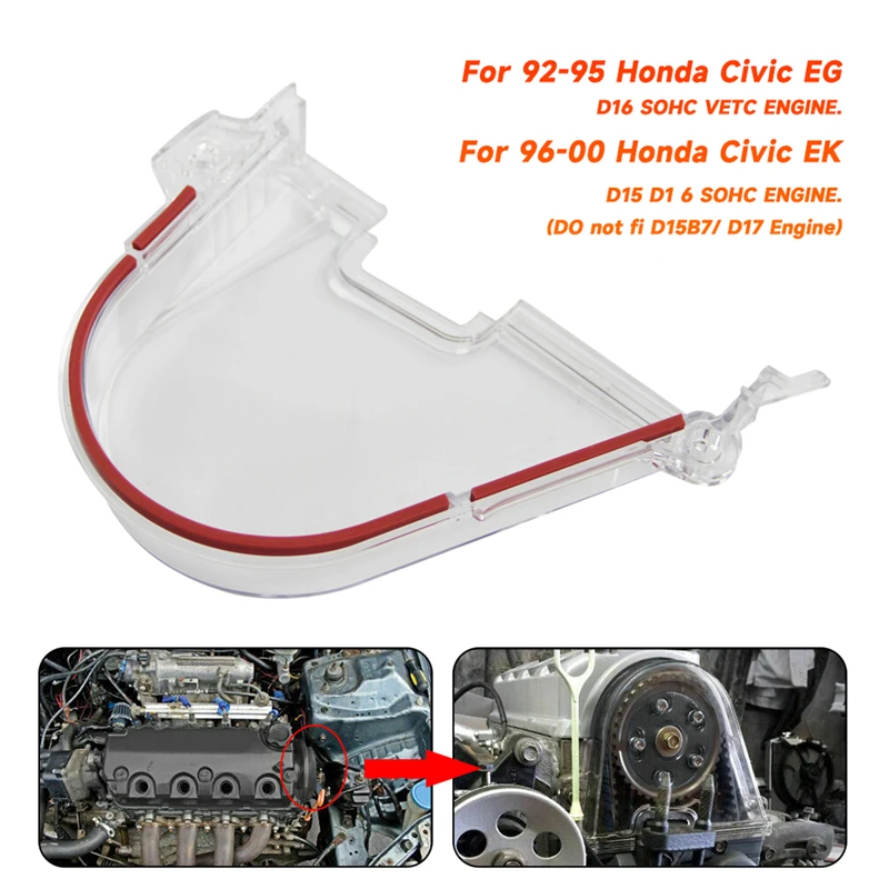 Clear Cam Gear Timing Belt Cover for Honda Civic EK D15 D16 SOHC 96-00 EG D16 VETC 92-95