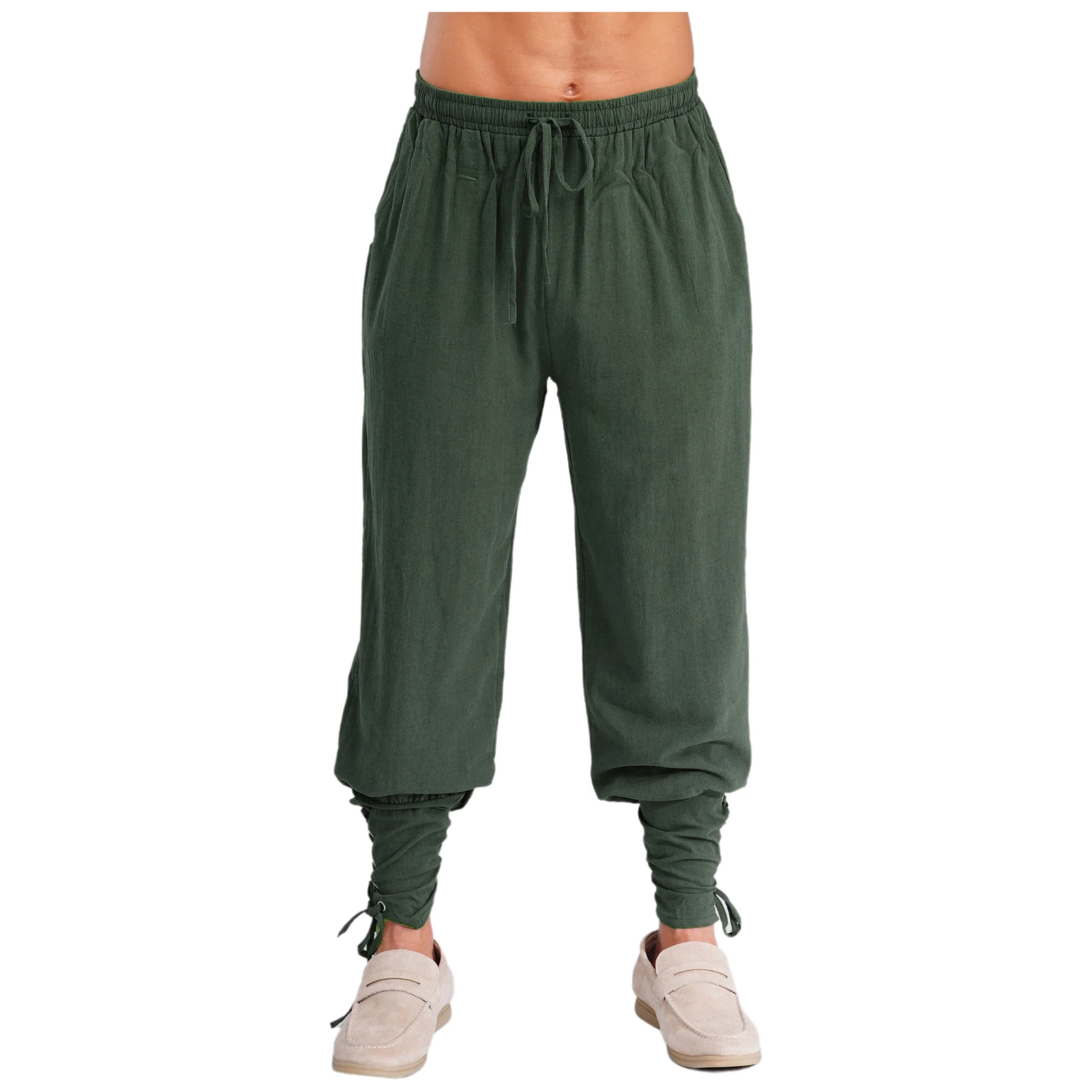 

Мужские спортивные тренировочные брюки для боевых искусств, брюки из смеси хлопка, брюки с ремешками на щиколотке, спортивный костюм для бега в стиле Ренессанс, пират, викингов