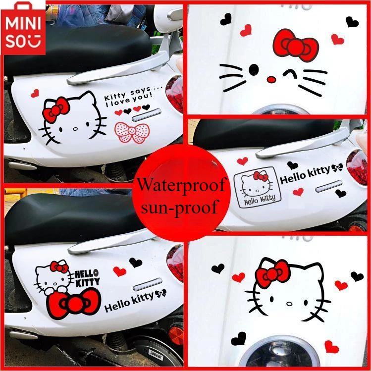 HelloKitty Car Cartoon Set DIY Sticker Motorcycle Shell Decoration Sticker Kawaii Waterproof Sunscreen Decal Cover Scratches