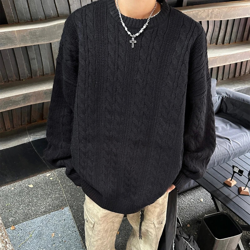 

Свитер Y2K, мужской вязаный пуловер большого размера, серый трикотаж, уличная одежда, ленивый стиль, модный эстетический зимний топ