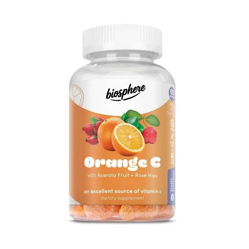 Orange C gummies | Adult immune support, containing vitamin C, coniferous flowers, and roses