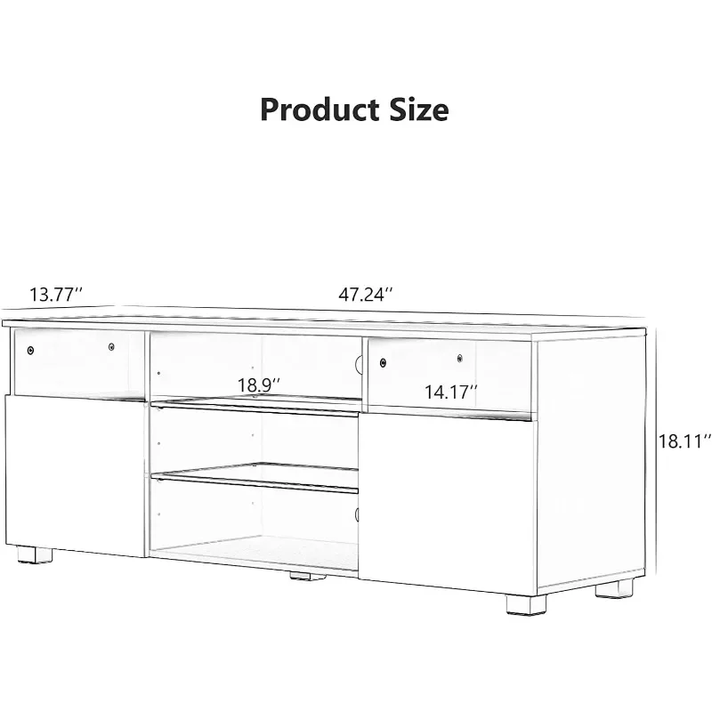 LED TV Stand for 50/55/60 Inch TV, Modern Television Table Center Media Console with Drawer, High Glossy Entertainment Center