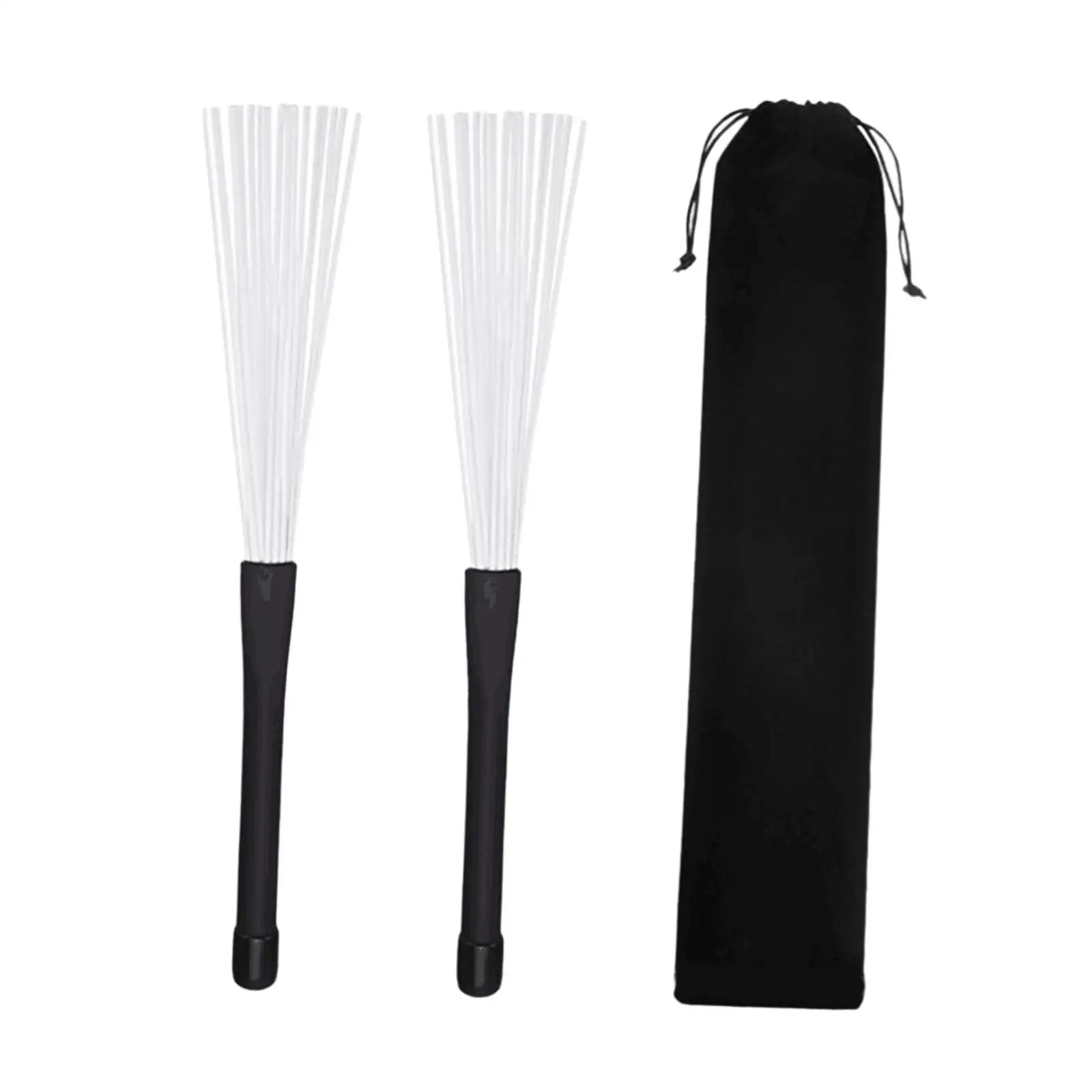Adjustable Drum Brushes Nylon Bristles Wire Detailing Sticks with Storage Bag for Jazz Drums