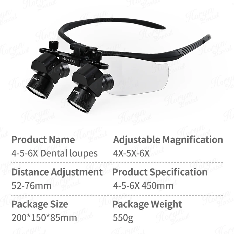 4X 5X 6X Dental 48° Loupes Dental Magnifier Dental Surgery Medical Loupe Magnification Binocular 300-600mm