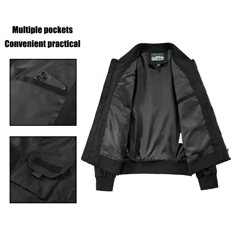 IPPOLICH Giacca bomber da uomo Outdoor Street Tinta unita Capispalla Elegante multitasche Cappotti da lavoro Uomo Bomber americano