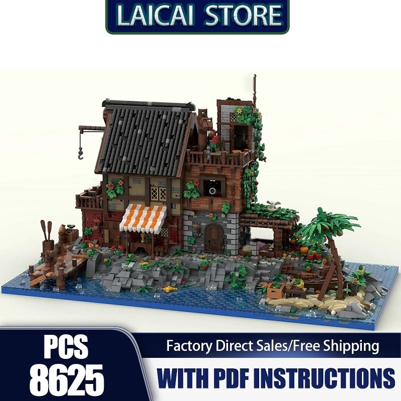 

Модель пиратской крепости Moc, строительные кирпичи, технология «Пиратская резиденция», модульные блоки, подарки, рождественские игрушки, наборы «сделай сам», сборка