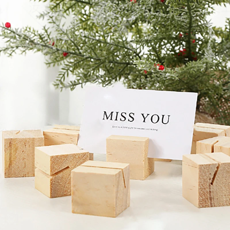 Card Base Natural Wooden Place Card Holders Postcard Business Card Holder Bracket Desk Calendar Base Table Number Stand Decor