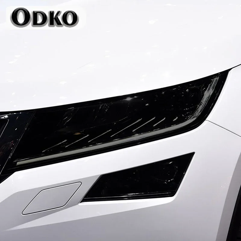 2 Pcs Car Headlight Protective Film Front Light Transparent Smoked Black TPU Sticker For Skoda Kodiaq 2016-On RS Accessories