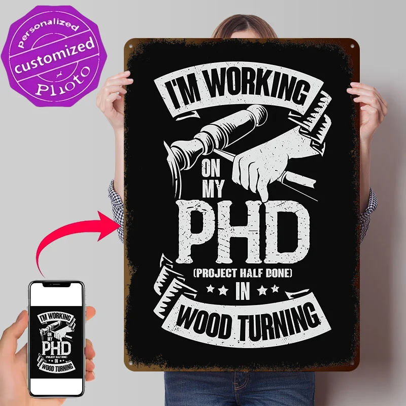 Funny Wood Turning Turner Metal Poster Perfect Gift for Fans Lovers Customized Wall Art Metal Sign for Home Decor Ornaments Room