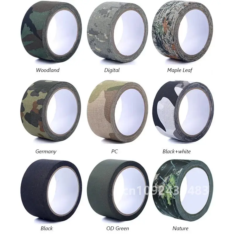 10Meters Duct Outdoor Woodland Camping Camouflage Tape WRAP Hunting Adhesive Stealth Camo Tape Bandage 0.05m x 10m/2inchx390inch