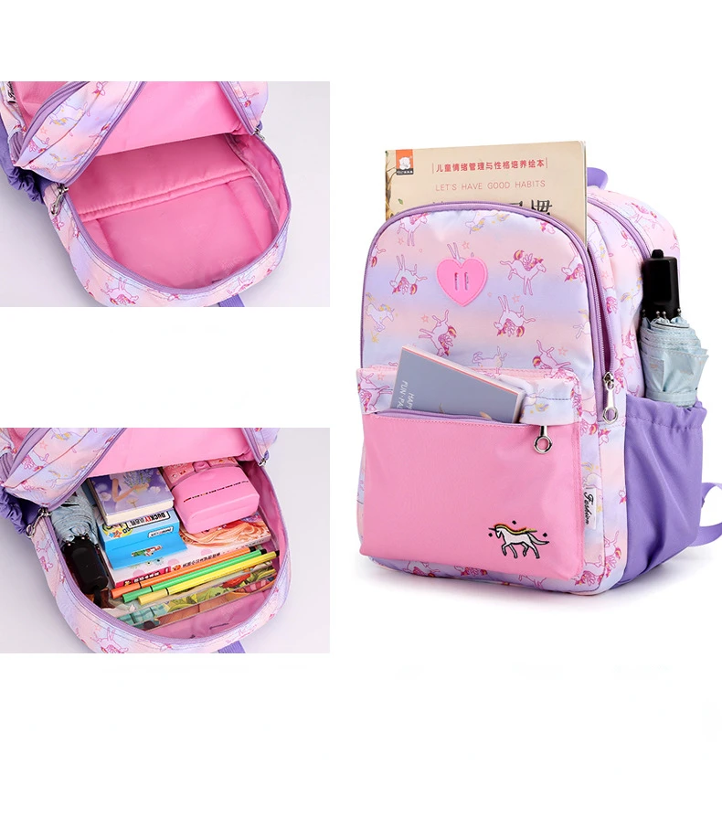 Mochilas Estudante 2023 Novo 1 ° Para 3 ° Grau Moda Tendência Cartoon Imprimir Dinosaur Boy Load Reduction Bags Girl Unicorn Travel Bag