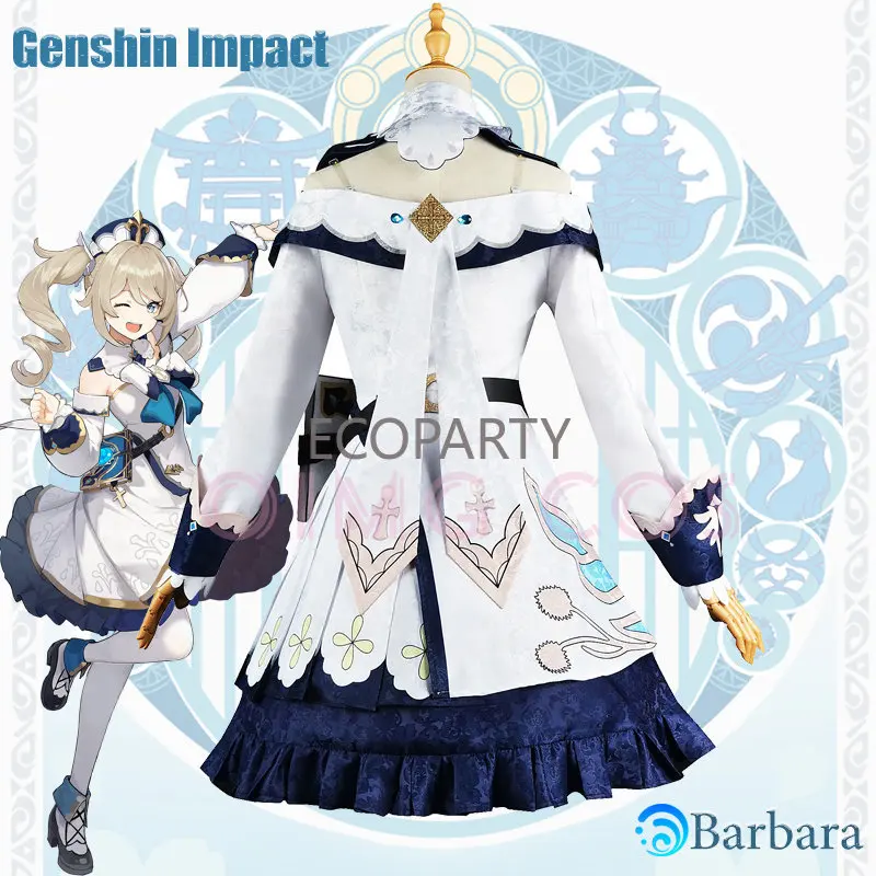 Genshin Impact Cosplay Fato Feminino, Uniforme Anime, Festas de Halloween, Jogo de Máscaras, Barbara, Carnaval Adulto, Drop Ship