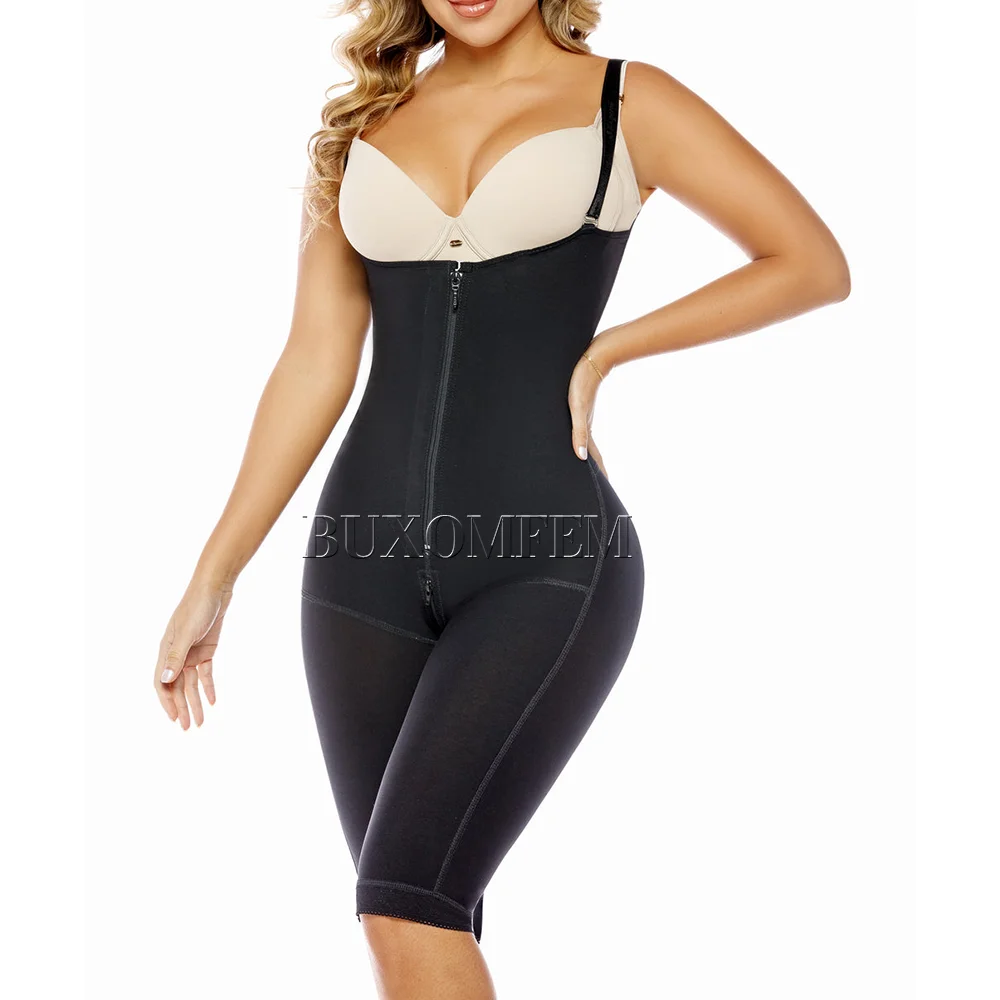 Single Breasted Zipper Shapewear Fajas Colombianas Bodysuits with Adjustable Shoulder Straps Postpartum Belly Wrap Shaper Gridle