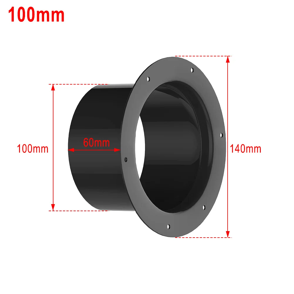 1pc  ABS Wall Flange Connector For Ventilation Pipe Air Ducting Connection Round 100mm 125mm 150mm Black Household Accessories