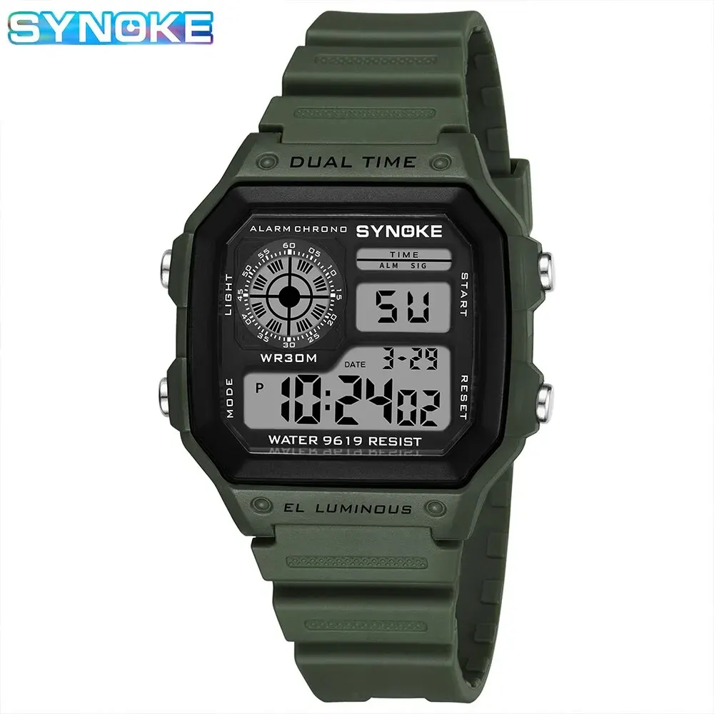 SYNOKE Militär Digitale Uhren Männer Sport Leucht Chronograph Wasserdichte Männliche Elektronische Armbanduhren Relogio Masculino