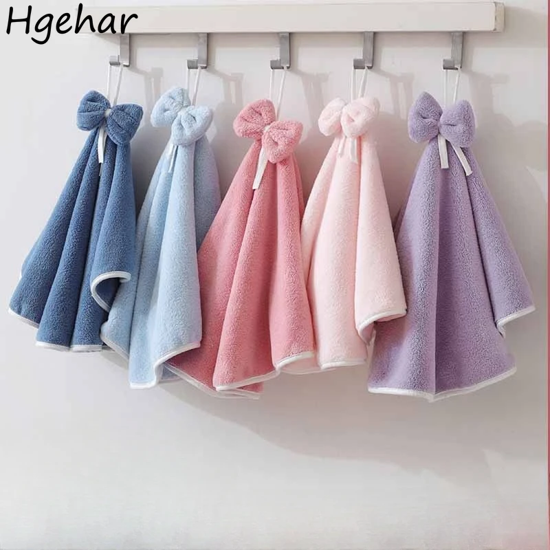 Hand Towel Bow Cute Kawaii Shower Bathroom Kitchen Quick Dry Water Absorbent Girls Hair Coral Velvet Thicken with Handle Clean