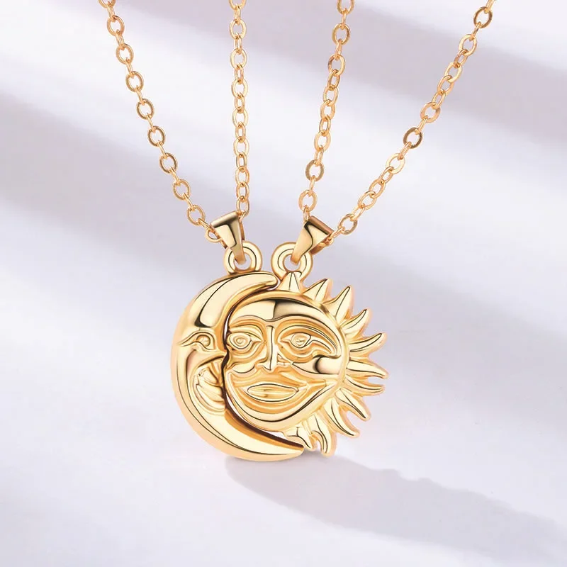 Fashion Fashion New Sun Moon Couple Necklace Pair of Magnet Stone Men and Women Simple Valentine's Day Gift