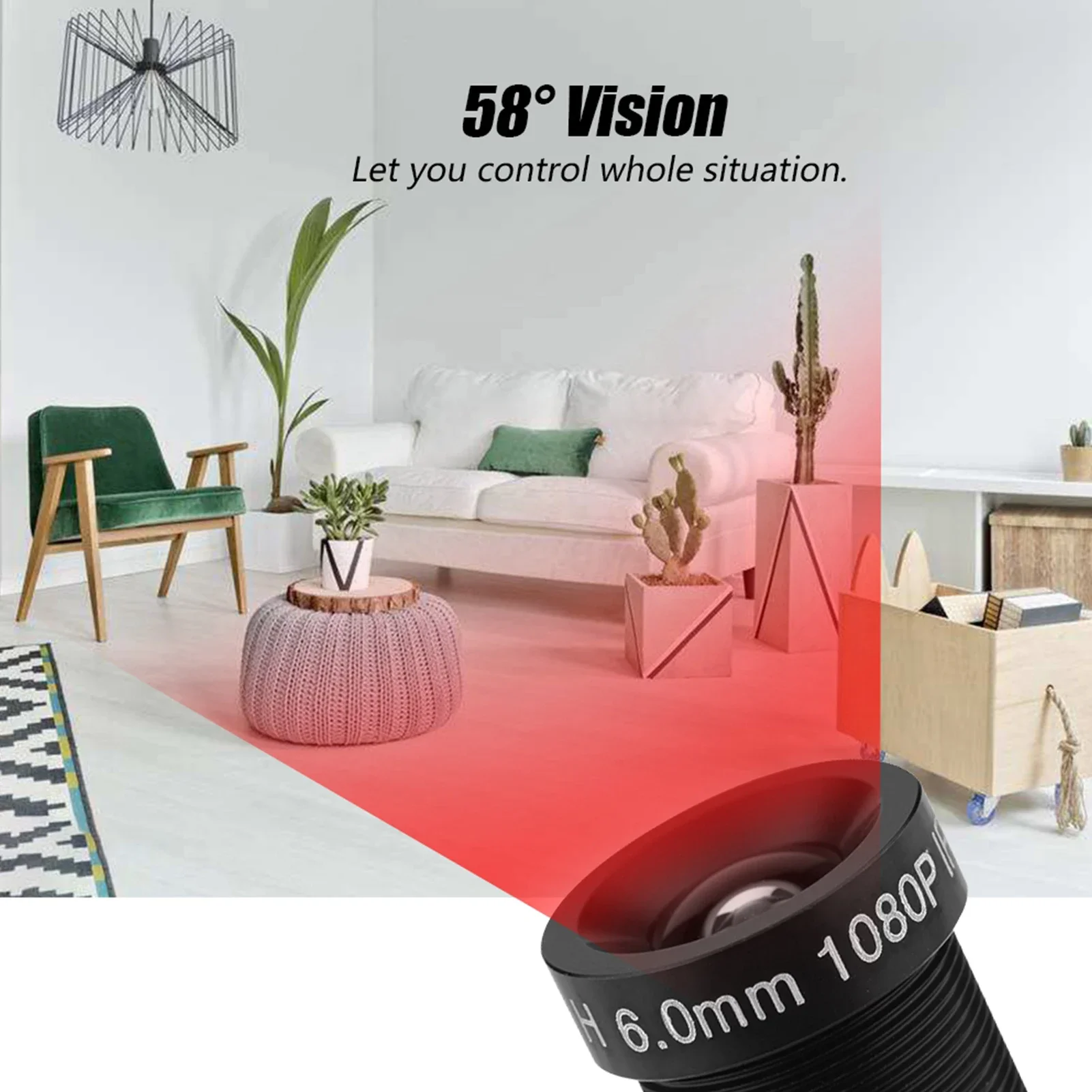 6mm CCTV Camera Lens 2 Million Pixels 24-hour Protection IR Security Camera Lens with 58°