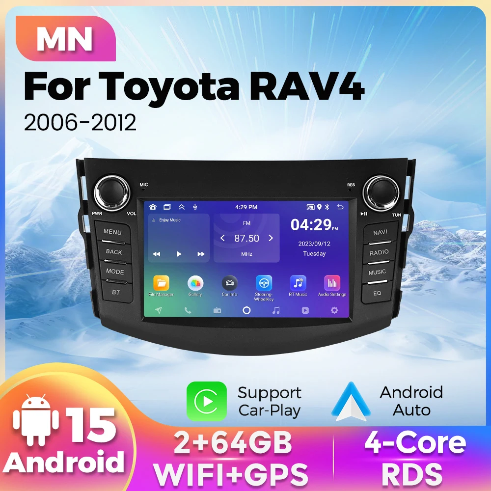 Carplay+Auto Multimedia 7'' Player für Toyota RAV4 Rav 4 2006-2012 GPS-Navigation FM Audio 2 Din Stereo-Headunit Autoradio