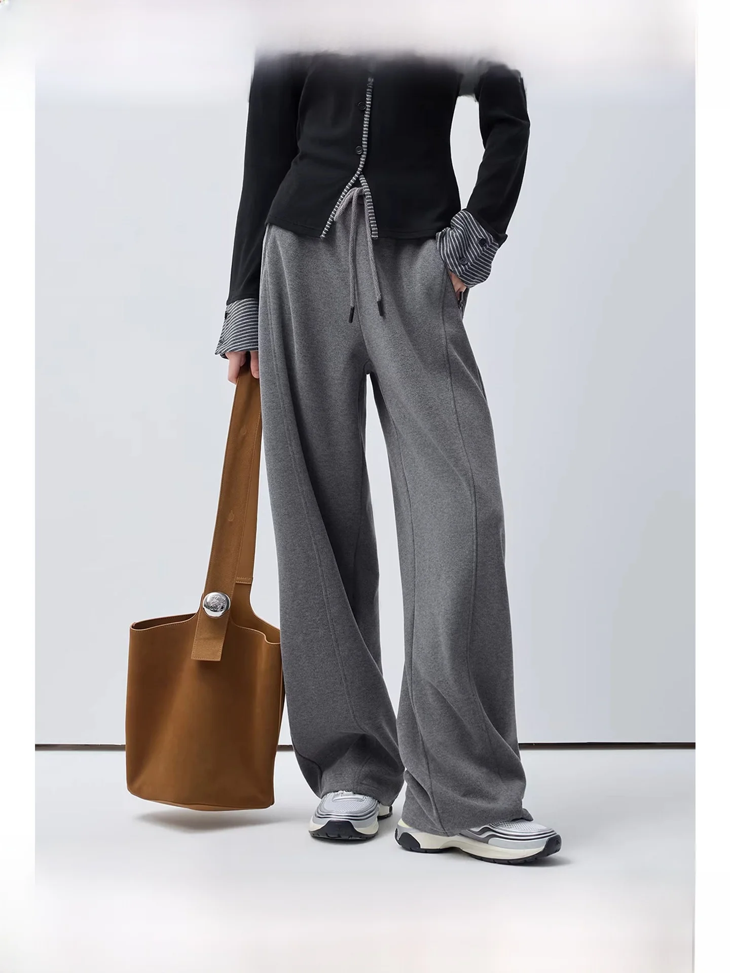 

High Waist Drapey Wide Leg Casual Pants for Women Conceal Flattering Spring Versatile plus Size MM Pants Casual Loose Fit