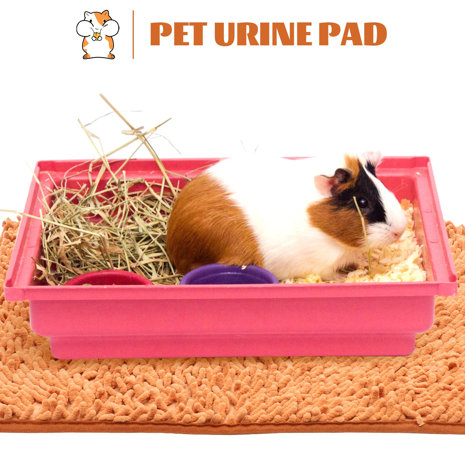 

Washable Pet Urine Pad Reusable Chenille Cage Liner for Small Pets Hamster Rabbit Guinea Pig Rat Non-Slip Training Mat Absorbent