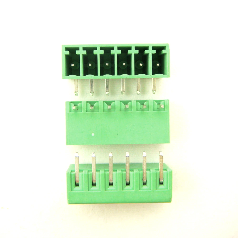 (50pcs/Lot) 15EDG-3.5-6P Bend Needle PCB Screw Terminal Block Connector 3.5mm Pitch 6 Pins Plug In