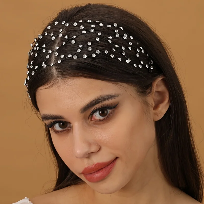 Handmade Rhinestone Hair Vine Headband Fashion Leaf Hairband Tiara Bridal Wedding Hair Accessories Jewelry Hair Vine Headband