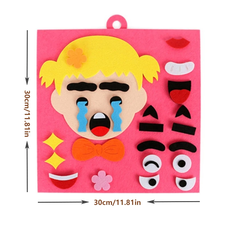 3D Puzzle Funny Felt Non-woven Fabric Early Childhood Education for Children Manual DIY Cognitive Facial Expression Stickers toy