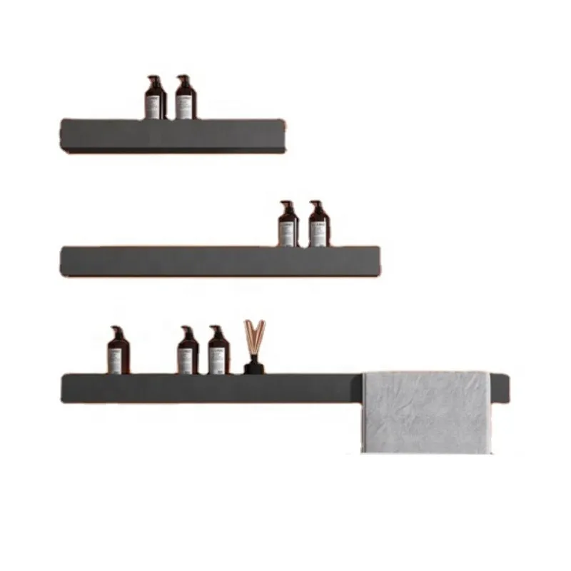 Modern 100 cm aluminum wall-mounted bathroom storage rack with stainless steel towel rail, new hotel design