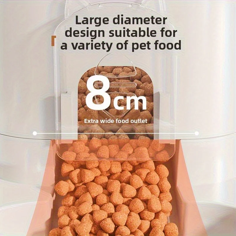 Automatic pet feeder and water dispenser in pink