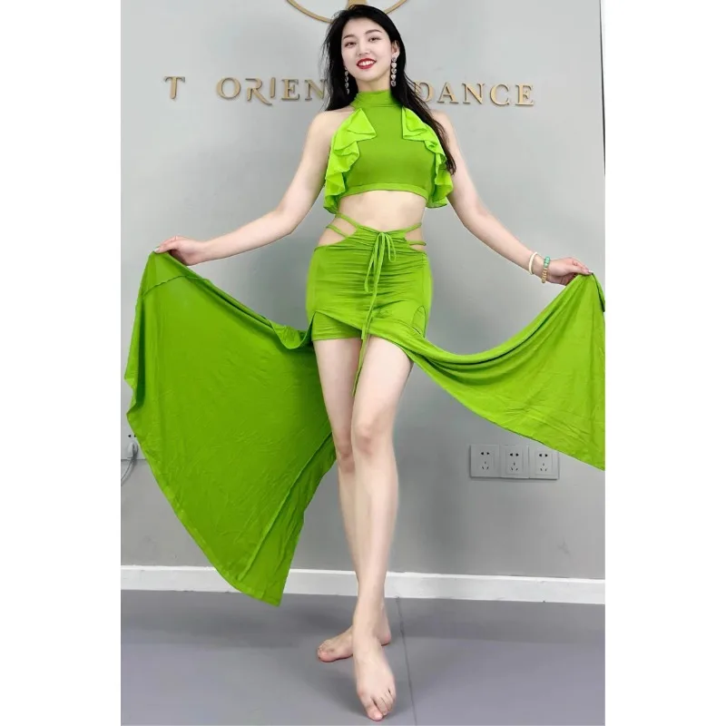 Customized Belly Dance Costumes Practice Outfit Oriental Dance Costume Modal Cute Lace Vest Waist Hanging Skirt