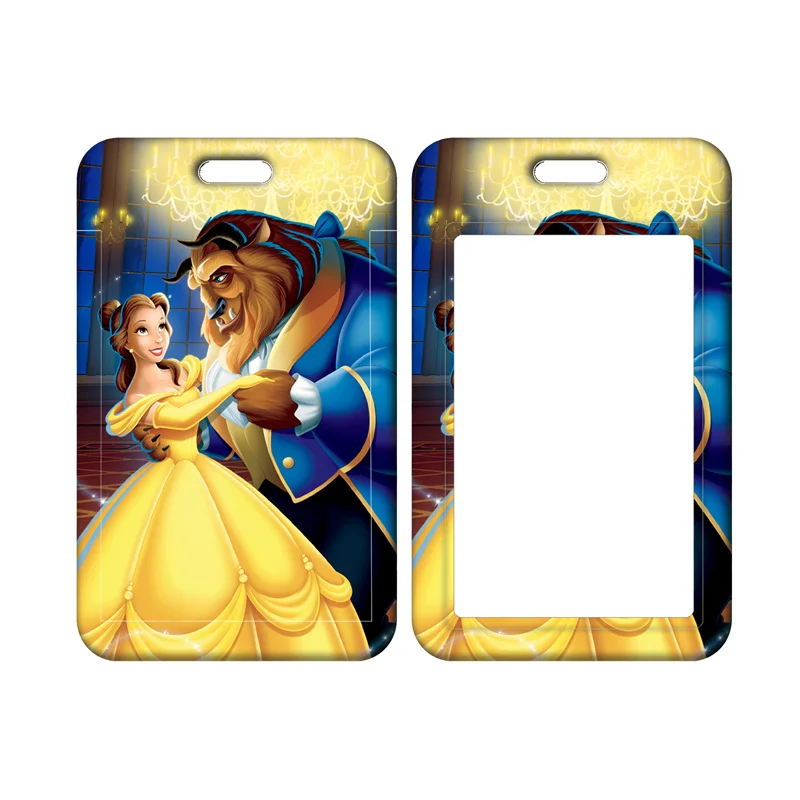 Disney Beauty and Beast Card Holder Lanyard for Keychain Retractable clip Belle ID Card Holders Neck Strap Door Badge Holder