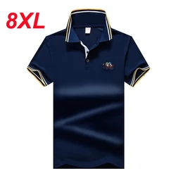 Plus Size 8XL Cotton Summer Men's Polo Shirts Short Sleeve Turn Down Collar Business Casual Male T-shirts Embroidery Man Tees