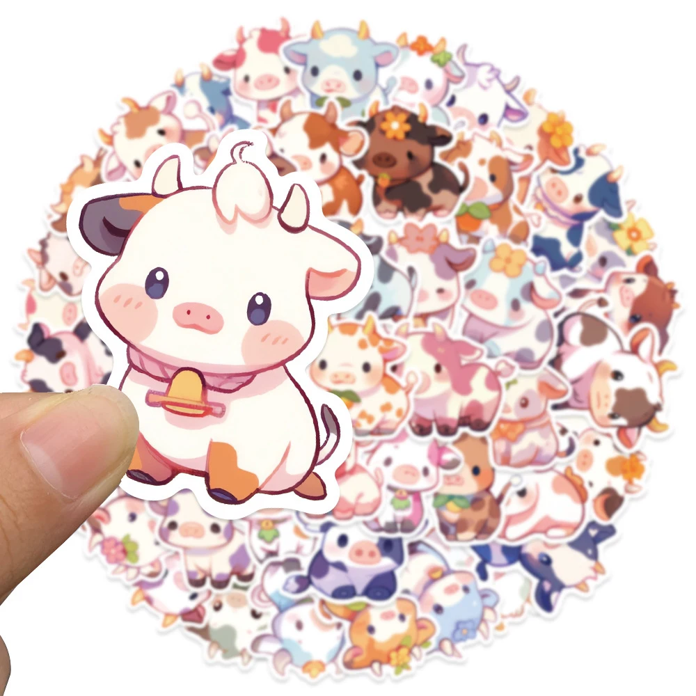 10/30/50pcs Cute Rainbow Cow Cartoon Stickers Kawaii Animals Graffiti Decals Phone Case Water Bottle Diary Sticker for Kids Toy