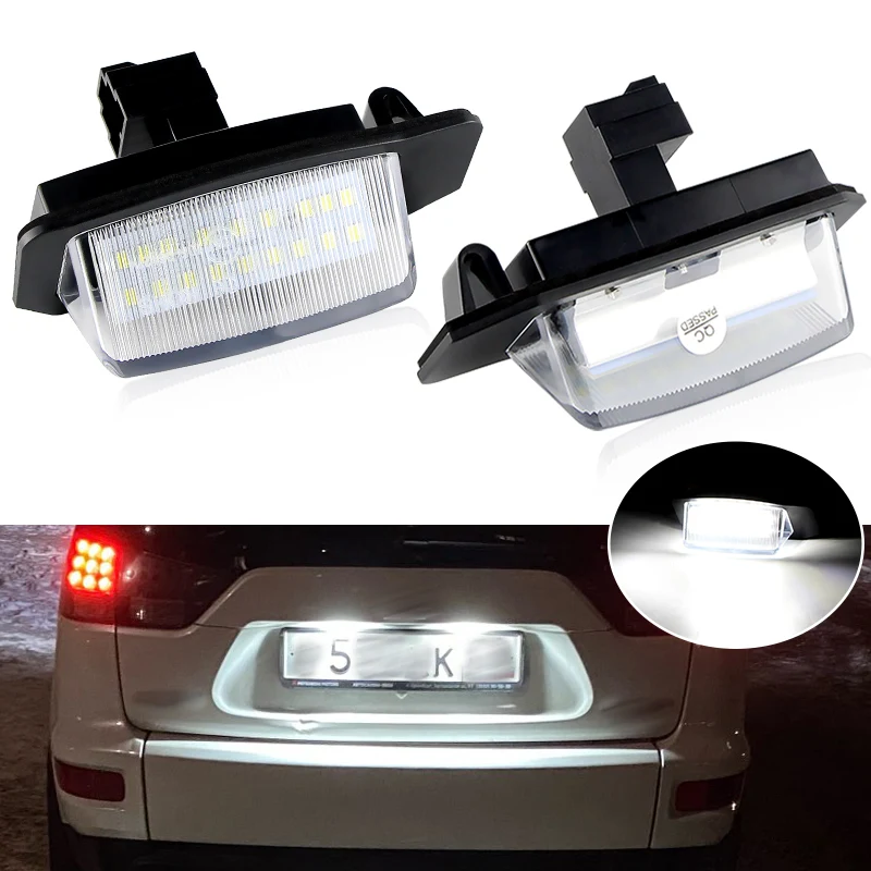 2PCS LED number License Plate Lights lamps For Mitsubishi OUTLANDER XL(CW) 2006-2012 For Lancer Sportback 2008~2012