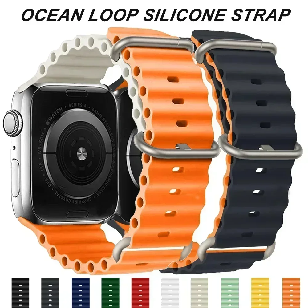 

Ремешок спортивный для Apple Watch Ultra 2 Series, оригинальный браслет для IWatch Series 9 8 7 6 se, 49 мм 45 мм 41 мм 44 мм 40 мм 42 мм 45 44 мм