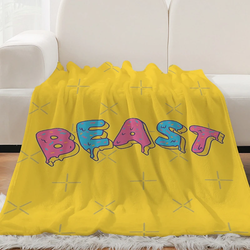 Sofa Blankets H-Mr Beasts Flannel Blanket Microfiber Bedding Fluffy Soft Blankets King Size Blanket Warm Knee Bed Fleece Camping