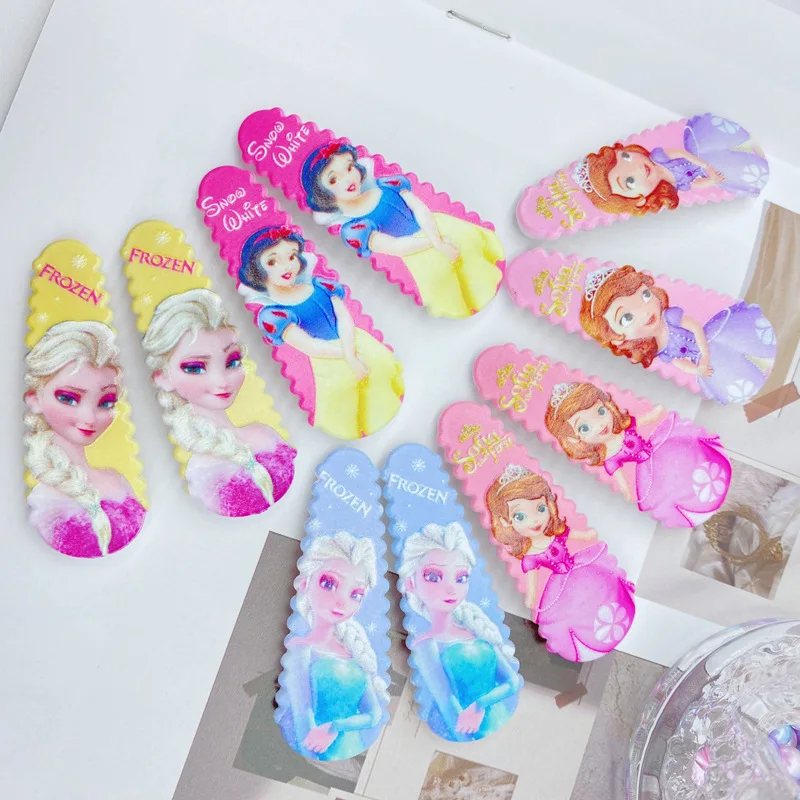 Disney Anime Frozen Hairpin Kawaii Elsa Princess Hair Pin Cartoon Girl Mickey Minnie Mouse Hair Accessories Kid Gifts